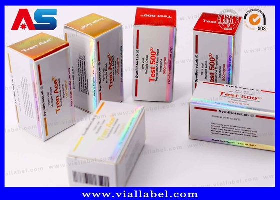 مخزن الورق المقوى المطبوع 10ml صناديق القارورة مع أغطية جيلات كمال الاجسام ورق الذهب تغليف ورق الذهب