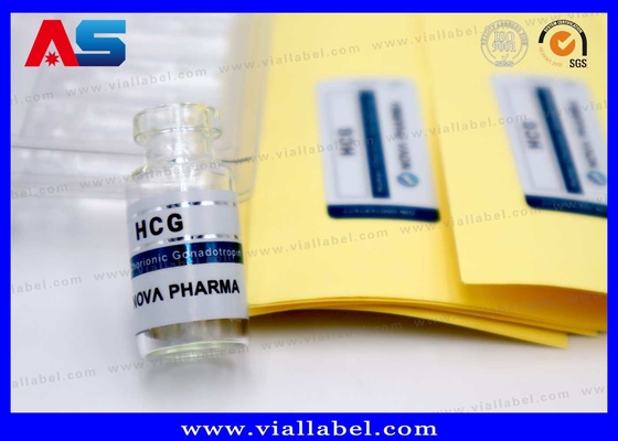 ملصق زجاجة حقن صغيرة 2 مل، طباعة ملصقات فيال HCG مخصصة لتغليف المستحضرات الصيدلانية
