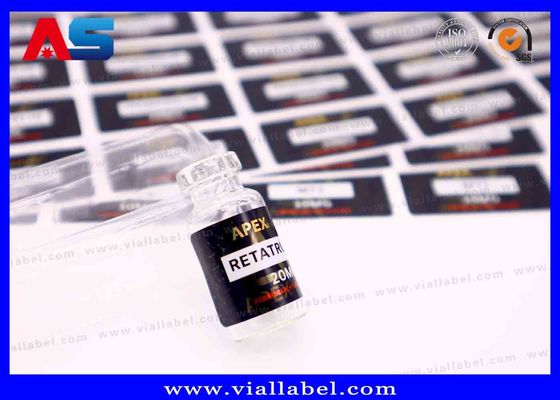 ملصق زجاجة صغيرة من فيلم اللؤلؤ الأبيض لملصقات زيوت الحقن، ملصقات قنينة Hcg طباعة شعار مخصص