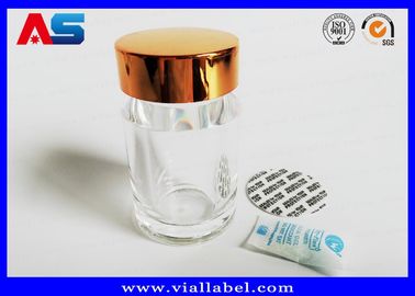 زجاجات حبوب منع الحمل من البلاستيك الأكريليك الشفاف مع غطاء ذهبي ، زجاجات حبوب منع الحمل الفارغة