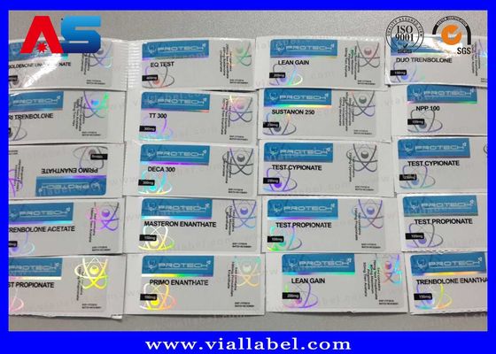 نمو العضلات الأسيتات الزجاجة الملصق الملصق الطباعة10ml القوارير القابلة للحقن تصميم مخصص ملصقات الزيوت الأساسية