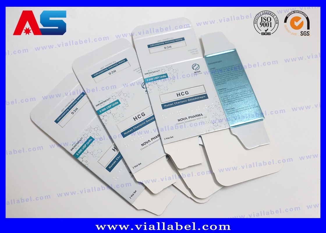 صناديق قناني HCG مصورة بالليزر (57×57×25ملم) مع إدخال بثورات PVC MOQ 500