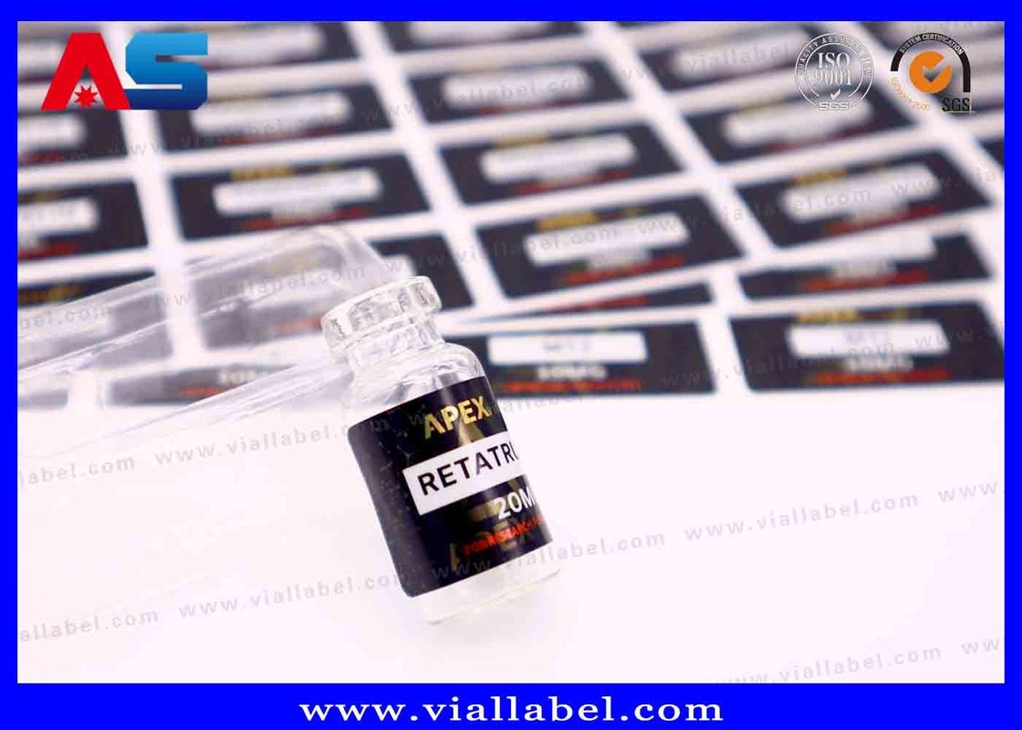 ملصق زجاجة صغيرة من فيلم اللؤلؤ الأبيض لملصقات زيوت الحقن، ملصقات قنينة Hcg طباعة شعار مخصص