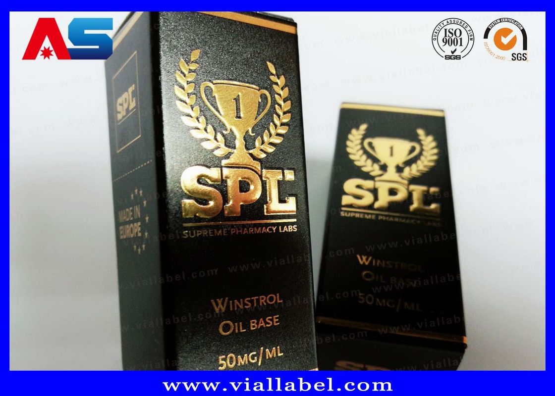 مخزن الورق المقوى المطبوع 10ml صناديق القارورة مع أغطية جيلات كمال الاجسام ورق الذهب تغليف ورق الذهب