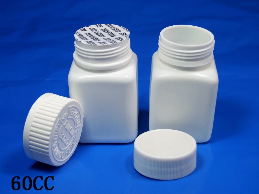زجاجة حبوب منع الحمل الطبية من البلاستيك HDPE مع أغطية مضادة للأطفال وحماية